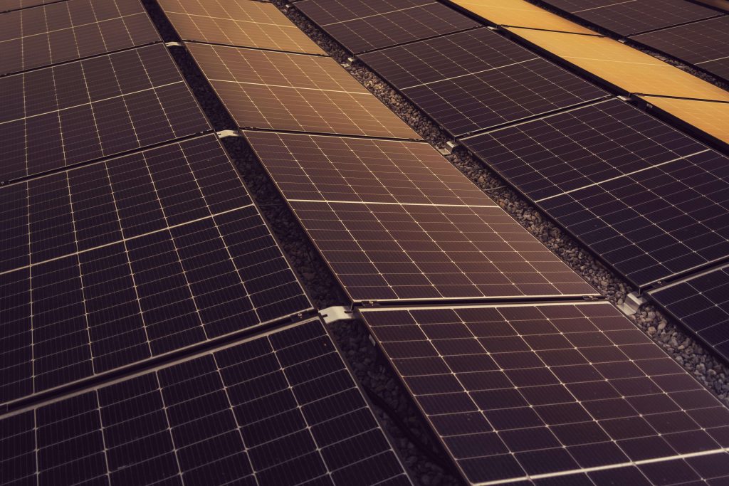 Solar panels providing power to an off-grid CCTV system protecting a remote barn in Barnsley.
